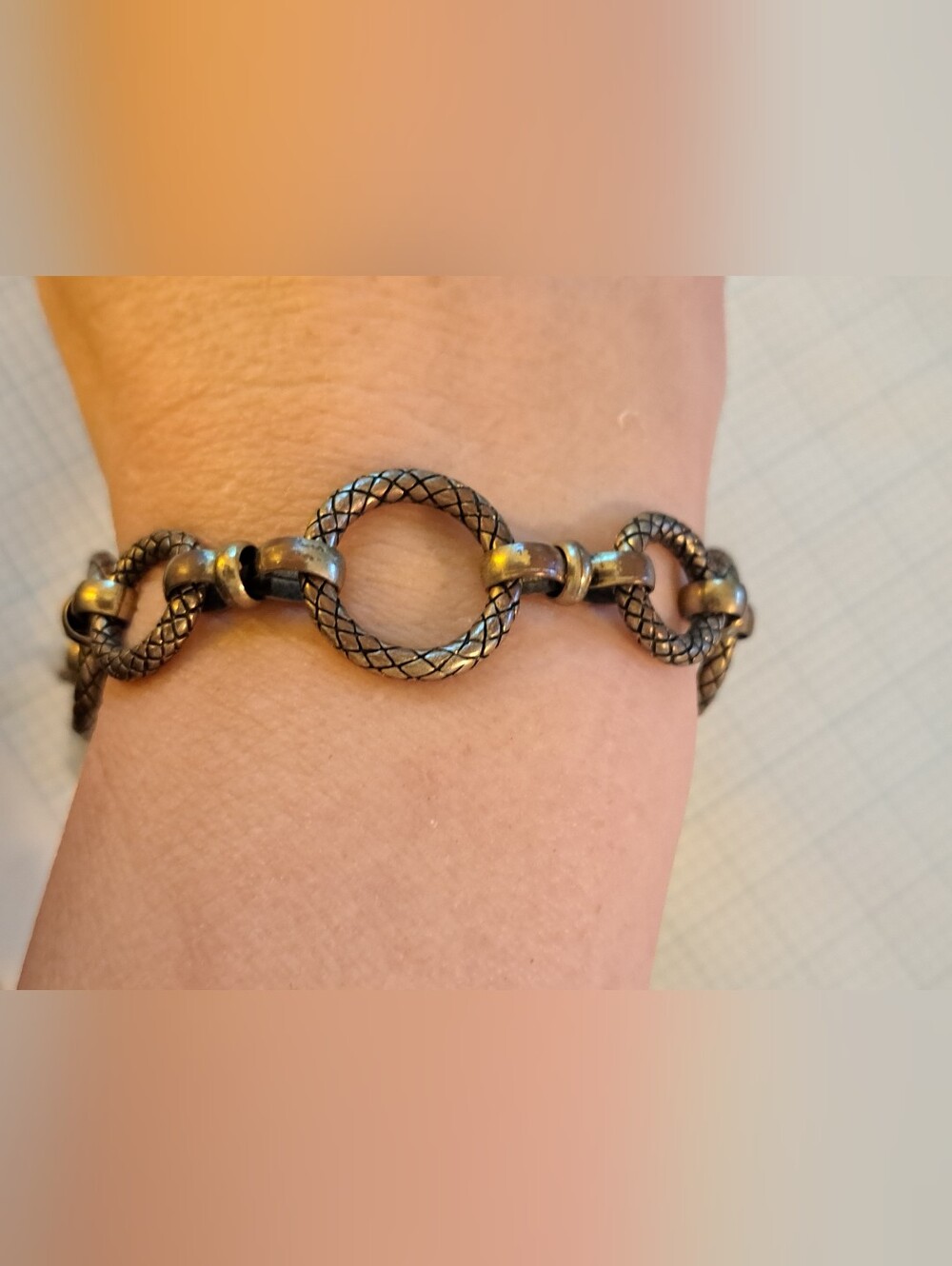Lia Sophia Textured Circular Link Bracelet - Antique Gold Tone